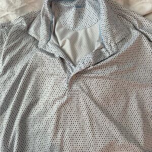 johnnie-O Blue and White Polo Shirt Performance Wear